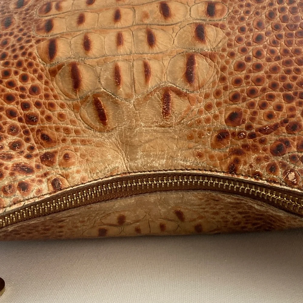 Brahmin Brown Crocodile Embossed toasted almond Shoulder Bag